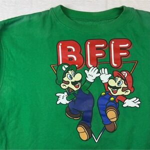 Super Mario BFF Graphic Crewneck Sweatshirt Green Luigi Mario Large*